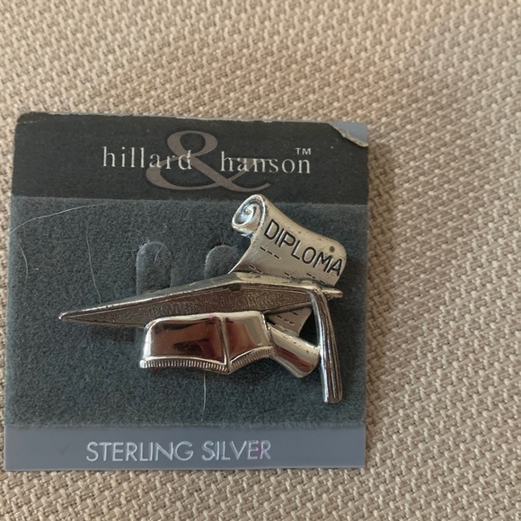 Hillard & Hanson Jewelry - Hilliard & Hanson Unisex Graduation Sterling Silver Mortarboard and Diploma Pin